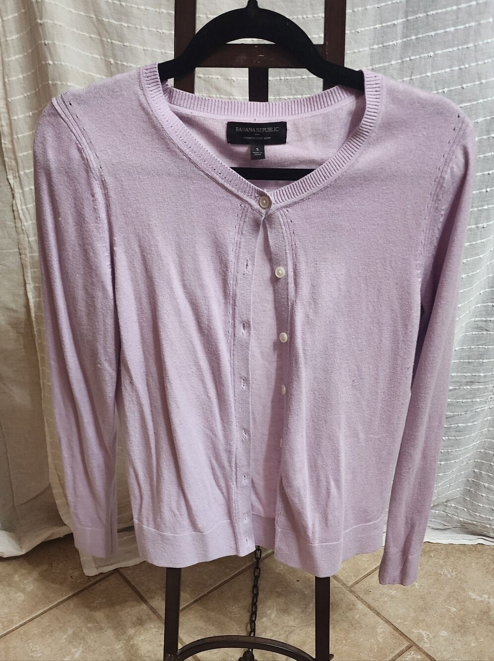 Banana Republic Silk Cashmere Cotton Pale Lavender Button Cardigan Womens